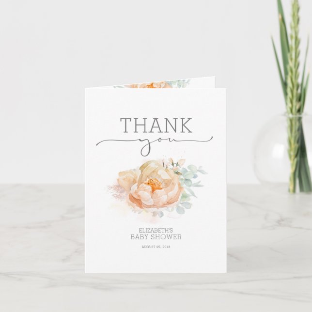 Soft Pastel Flower Baby Shower Thank You Card (Front)