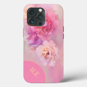 Soft Pastel Flowers Monogrammed iPhone 13 Pro Case