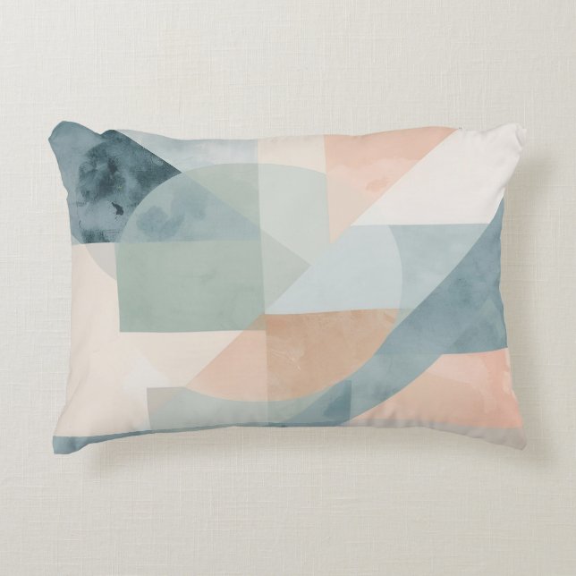 Soft Pastel Geometry – Abstract Modern Art Print Accent Pillow (Front)