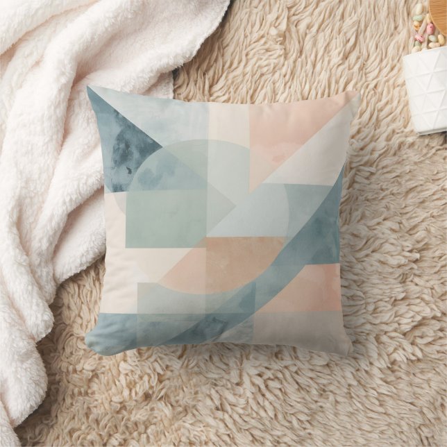Soft Pastel Geometry – Abstract Modern Art Print Throw Pillow (Blanket)