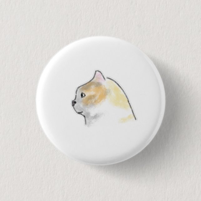 Soft Pastel Ginger Calico Cat Side Profile 1 Inch Round Button (Front)