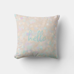 Soft Pastel Glitter "hello" Personalized Throw Pillow