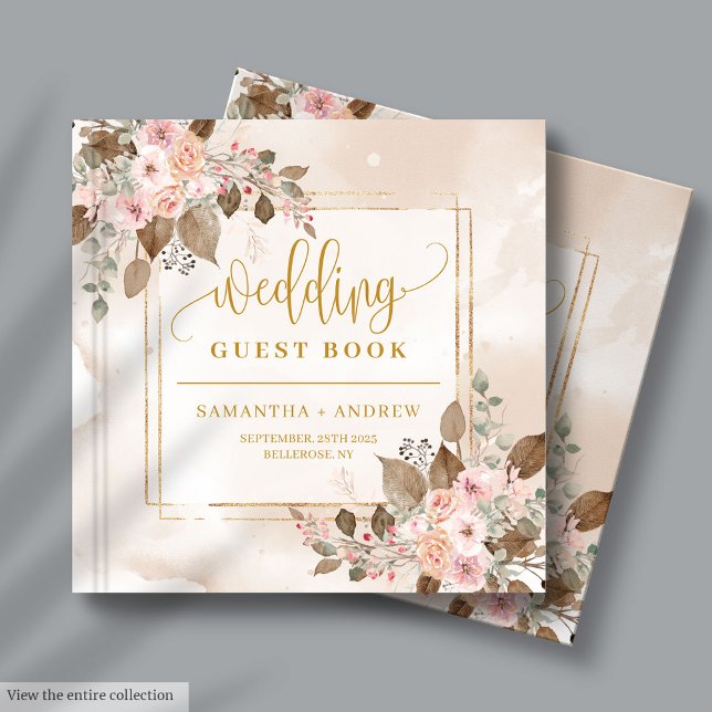 Soft Pastel & Gold Boho Automne Mariage Livre d'hô (Soft Pastel & Gold Boho Autumn Wedding Guest Book)
