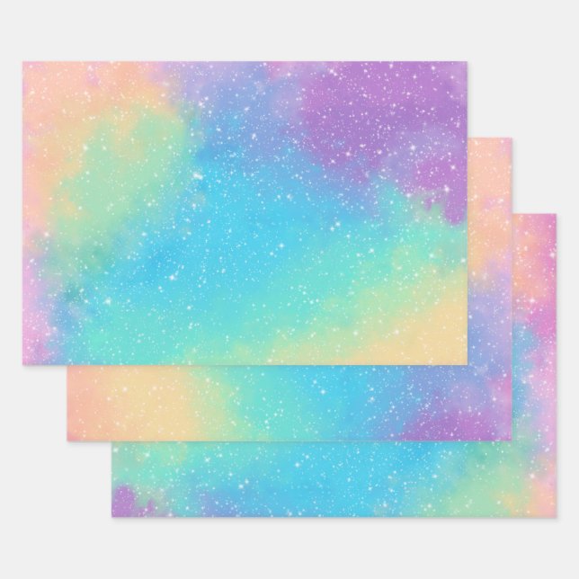 Soft Pastel Gradient Nebula Wrapping Paper Sheet (Set)