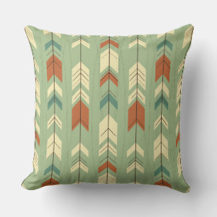 Soft Pastel Green Tribal Geometric Pattern Throw Pillow