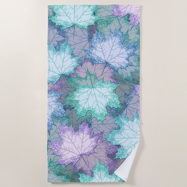 Soft Pastel Leaves Beach Towel (Front)