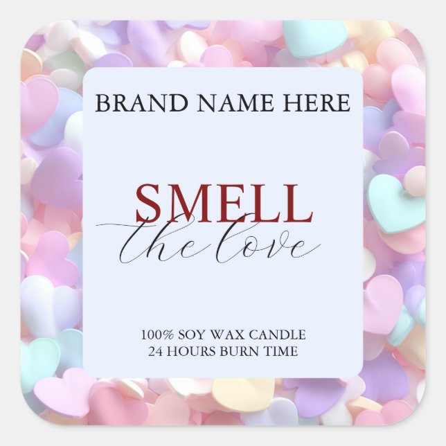 Soft Pastel Love Candle Label for Valentine’s Gift (Front)