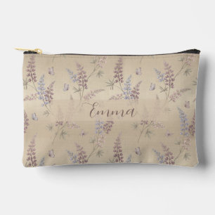 Soft Pastel Lupine & Butterfly Meadow Pattern Accessory Pouch