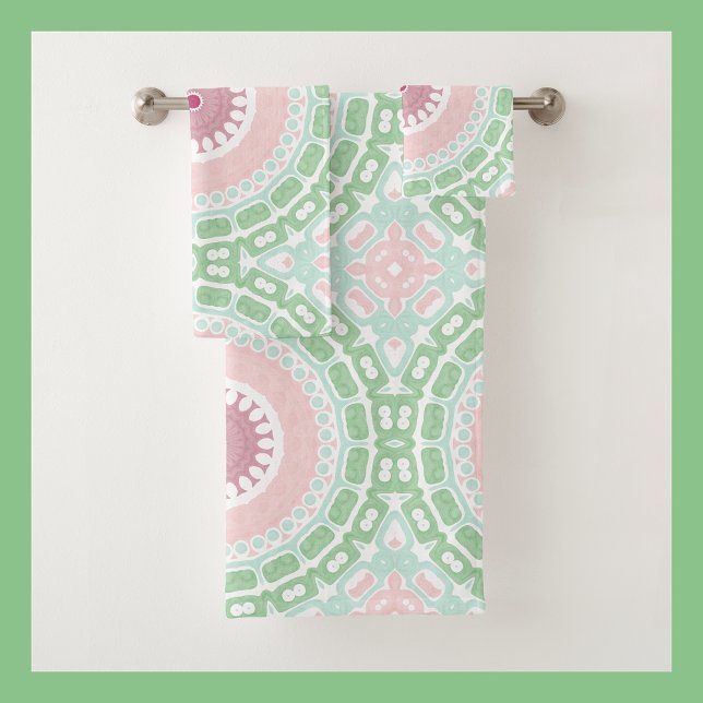 Soft Pastel Mandala Pattern Design Bath Towel Set (Creator Uploaded)