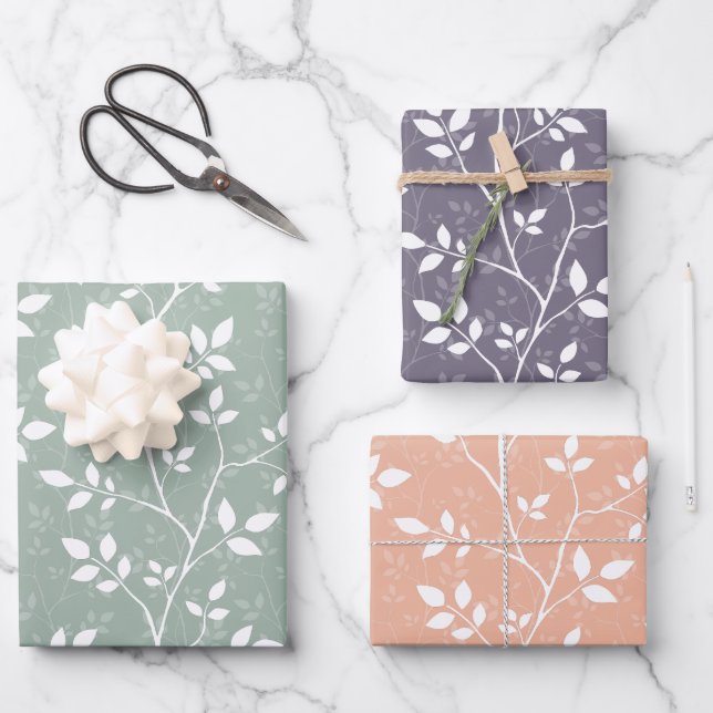 Soft Pastel Minimalist Botanical Branches Wrapping Paper Sheet (Front)