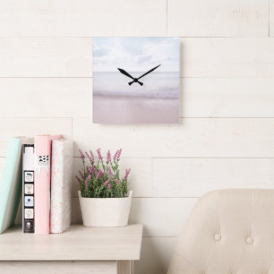 Soft Pastel Ocean Waves 4 #ocean#art Square Wall Clock