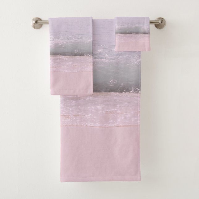 Soft Pastel Ocean Waves 5 Bath Towel Set (Insitu)