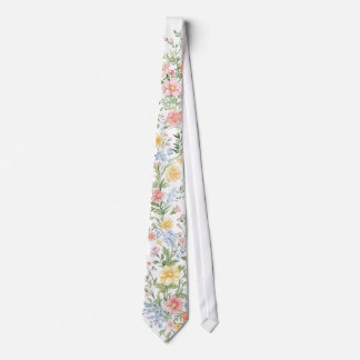 Soft Pastel Ornate Spring Floral Garden Wedding Tie