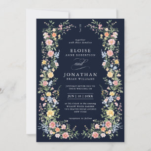 Soft Pastel Ornate Spring Floral QR Code Wedding   Invitation