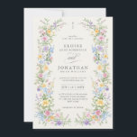 Soft Pastel Ornate Spring Floral QR Code Wedding Invitation<br><div class="desc">Bring timeless charm and romantic elegance to your wedding with this minimalist floral QR code wedding invitation, featuring a soft watercolor border of hand-painted blooms. The delicate floral arrangement includes pastel pinks, buttery yellows, soft lavenders, baby blues, and sage greens, gracefully framing your custom text in the centre. Perfect for...</div>