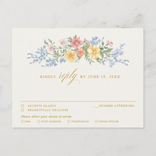 Soft Pastel Ornate Spring Garden Floral gold RSVP Postcard