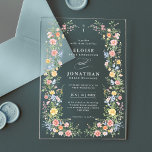 Soft Pastel Ornate Spring Garden Floral Wedding Acrylic Invitations<br><div class="desc">Bring timeless charm and romantic elegance to your wedding with this minimalist floral acrylic invitation, featuring a soft watercolor border of hand-painted blooms. The delicate floral arrangement includes pastel pinks, buttery yellows, soft lavenders, baby blues, and sage greens, gracefully framing your custom text in the centre. Perfect for spring or...</div>