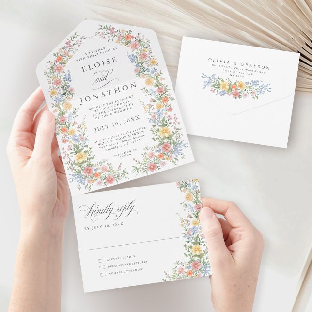 Soft Pastel Ornate Spring Garden Floral Wedding All In One Invitation (Soft Pastel Ornate Spring Garden Floral Wedding All In One Invitation)
