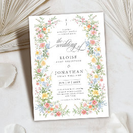 Soft Pastel Ornate Spring Garden Floral Wedding Invitation