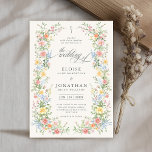 Soft Pastel Ornate Spring Garden Floral Wedding    Invitation<br><div class="desc">Bring timeless charm and romantic elegance to your wedding with this minimalist floral invitation, featuring a soft watercolor border of hand-painted blooms. The delicate floral arrangement includes pastel pinks, buttery yellows, soft lavenders, baby blues, and sage greens, gracefully framing your custom text in the centre. Perfect for spring or garden...</div>