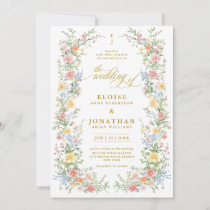 Soft Pastel Ornate Spring Garden Floral Wedding Invitation
