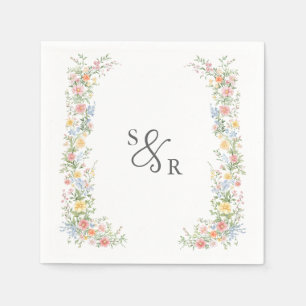 Soft Pastel Ornate Spring Garden Floral Wedding Napkin