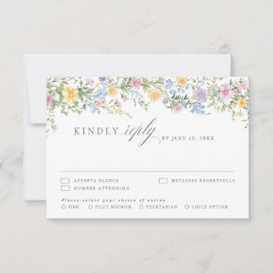 Soft Pastel Ornate Spring Garden Floral Wedding RSVP Card
