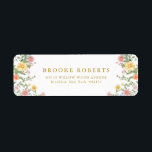 Soft Pastel Ornate Spring Garden Gold Wedding<br><div class="desc">Bring timeless charm and romantic elegance to your wedding with this minimalist floral return address label, featuring a soft watercolor border of hand-painted blooms. The delicate floral arrangement includes pastel pinks, buttery yellows, soft lavenders, baby blues, and sage greens, gracefully framing your custom text in the center. Perfect for spring...</div>