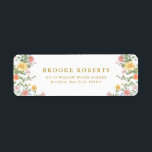 Soft Pastel Ornate Spring Garden Gold Wedding<br><div class="desc">Bring timeless charm and romantic elegance to your wedding with this minimalist floral return address label, featuring a soft watercolor border of hand-painted blooms. The delicate floral arrangement includes pastel pinks, buttery yellows, soft lavenders, baby blues, and sage greens, gracefully framing your custom text in the center. Perfect for spring...</div>
