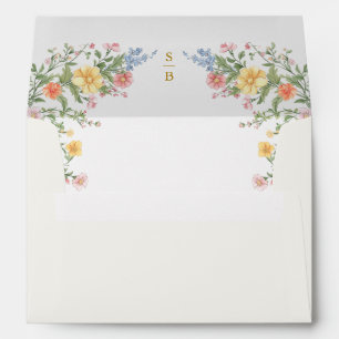 Soft Pastel Ornate Spring Garden Gold Wedding Envelope