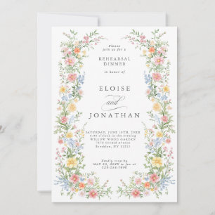Soft Pastel Ornate Spring Garden Rehearsal Dinner Invitation
