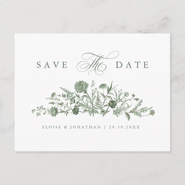 Soft Pastel Ornate Spring Garden Save the Date Pos Postcard (Front)