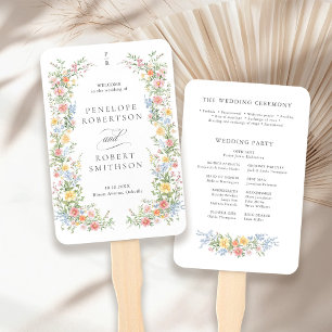 Soft Pastel Ornate Spring Garden Wedding Program Hand Fan