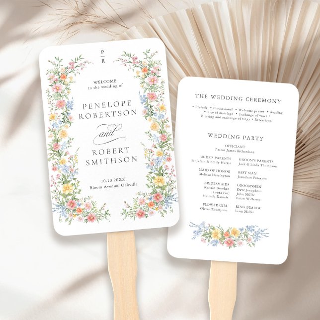 Soft Pastel Ornate Spring Garden Wedding Program Hand Fan (Soft Pastel Ornate Spring Garden Wedding Program Hand Fan)