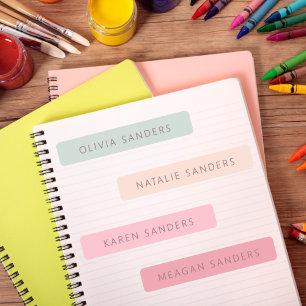 Soft Pastel Personalized School Name Labels