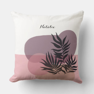 Soft Pastel Pink Abstract Tropical  Throw Pillow