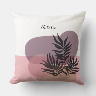 Soft Pastel Pink Abstract Tropical  Throw Pillow
