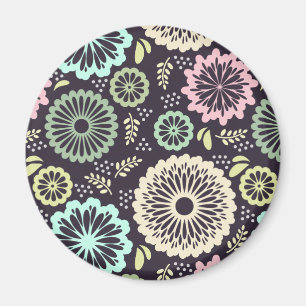 Soft pastel pink and teal flower Vintage BotanicaL Magnet