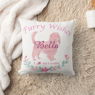 Soft Pastel Pink Cavalier   Personalized Christmas Throw Pillow