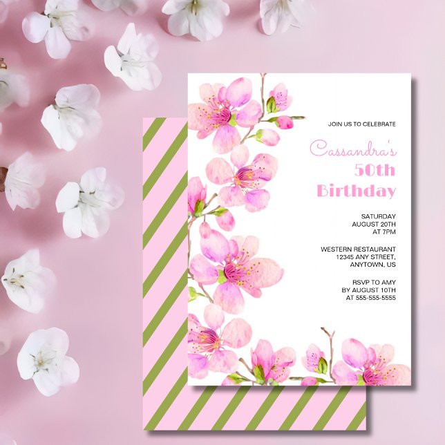 Soft Pastel Pink Cherry Blossom Sakura Birthday Invitation (Creator Uploaded)