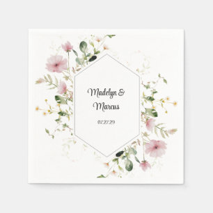 Soft Pastel Pink Floral Wedding Napkins