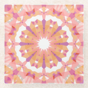 Soft Pastel Pink Peach Purple Star Eclectic Decor Glass Coaster