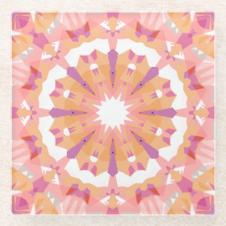Soft Pastel Pink Peach Purple Star Eclectic Decor Glass Coaster
