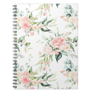 Soft Pastel Pink Rose Flower Pattern Notebook
