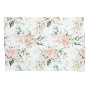 Soft Pastel Pink Rose Flower Pattern Pillowcase