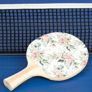 Soft Pastel Pink Rose Flower Pattern Ping Pong Paddle