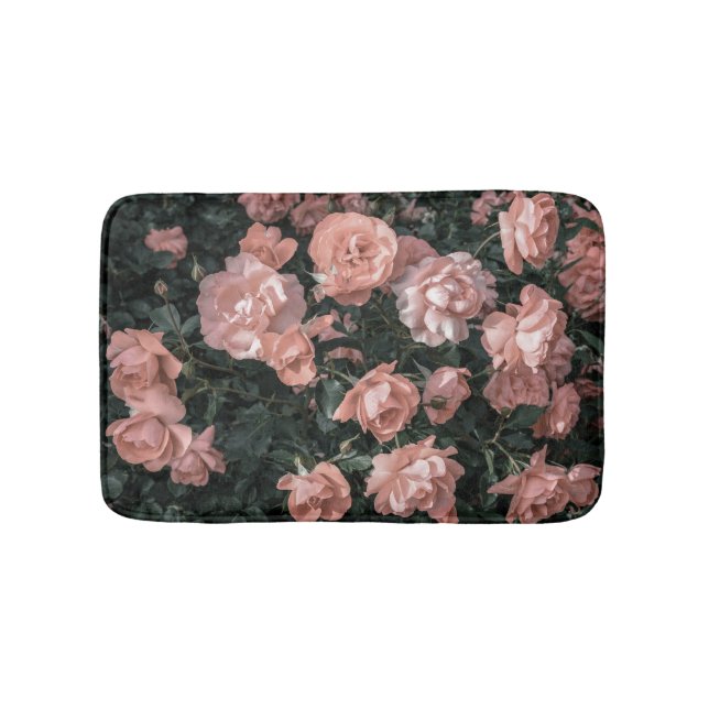 Soft Pastel Pink Rose Garden Bath Mat (Front)