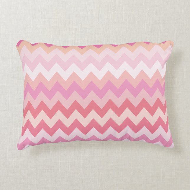 soft pastel pink striped colourful zigzag pattern accent pillow (Front)