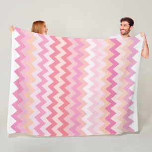 soft pastel pink striped colourful zigzag pattern fleece blanket