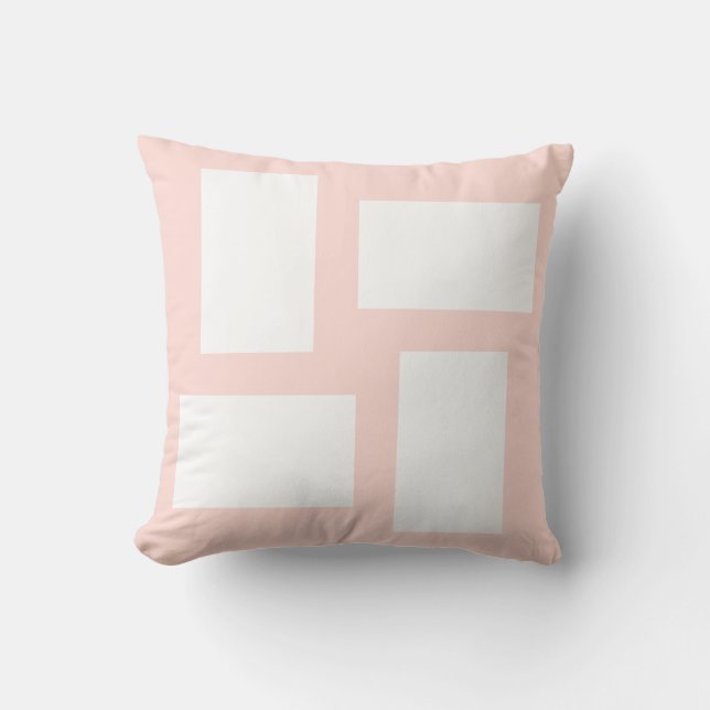 Soft Pastel Pink & White Abstract Design Throw Pillow (Front)